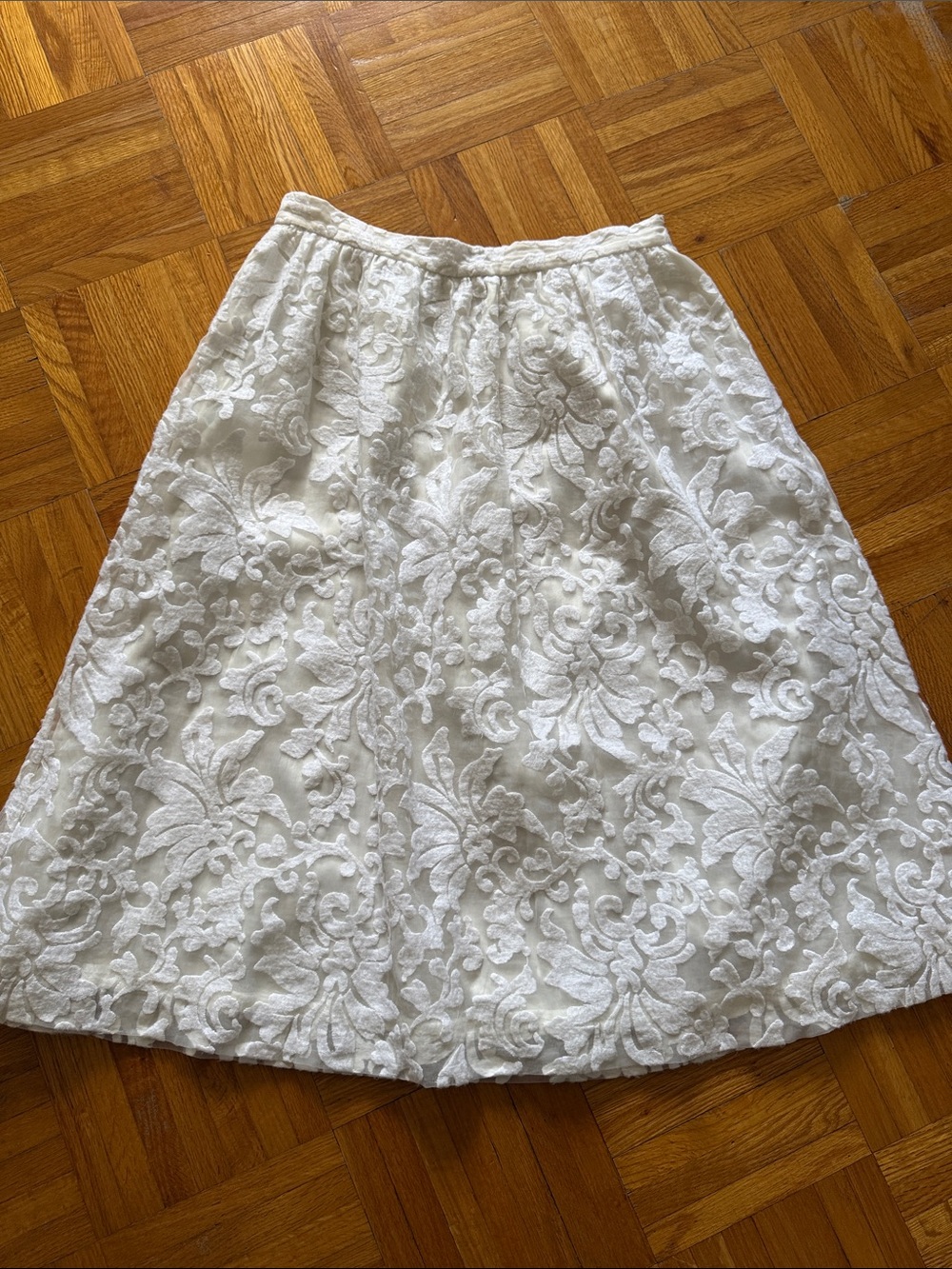 Pink tartan white Floral Lace A-Line Skirt